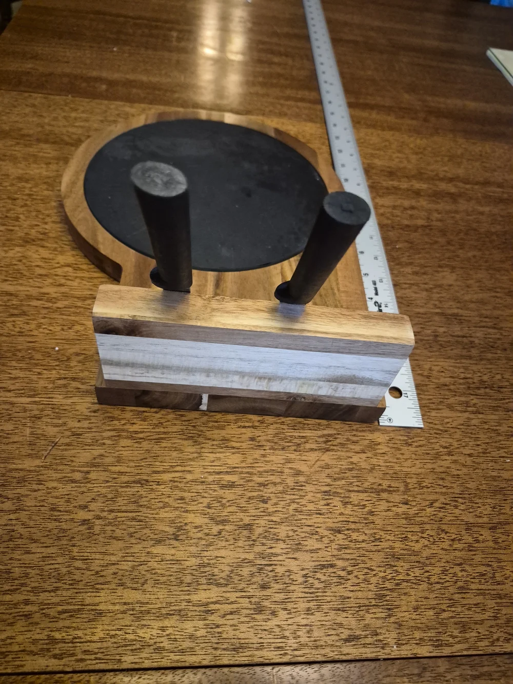 Acacia Wood Cheese Board with Black Slate Removable  Insert & Magnet Knife Hold